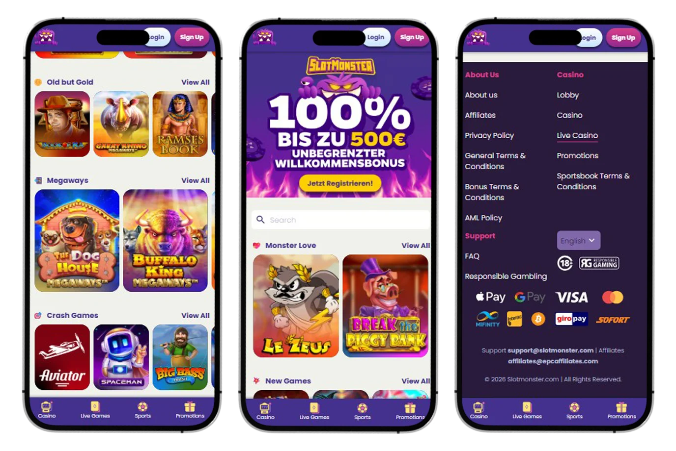 SlotMonster Casino Mobiele versie